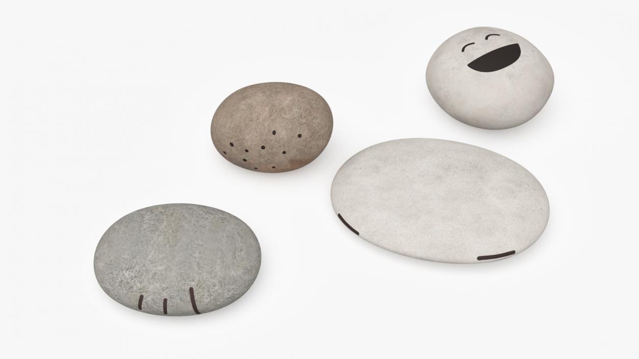 Stack Pebbles with Happy Face 3D model