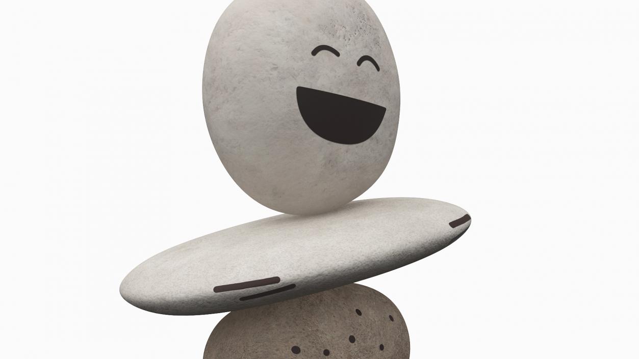 Stack Pebbles with Happy Face 3D model