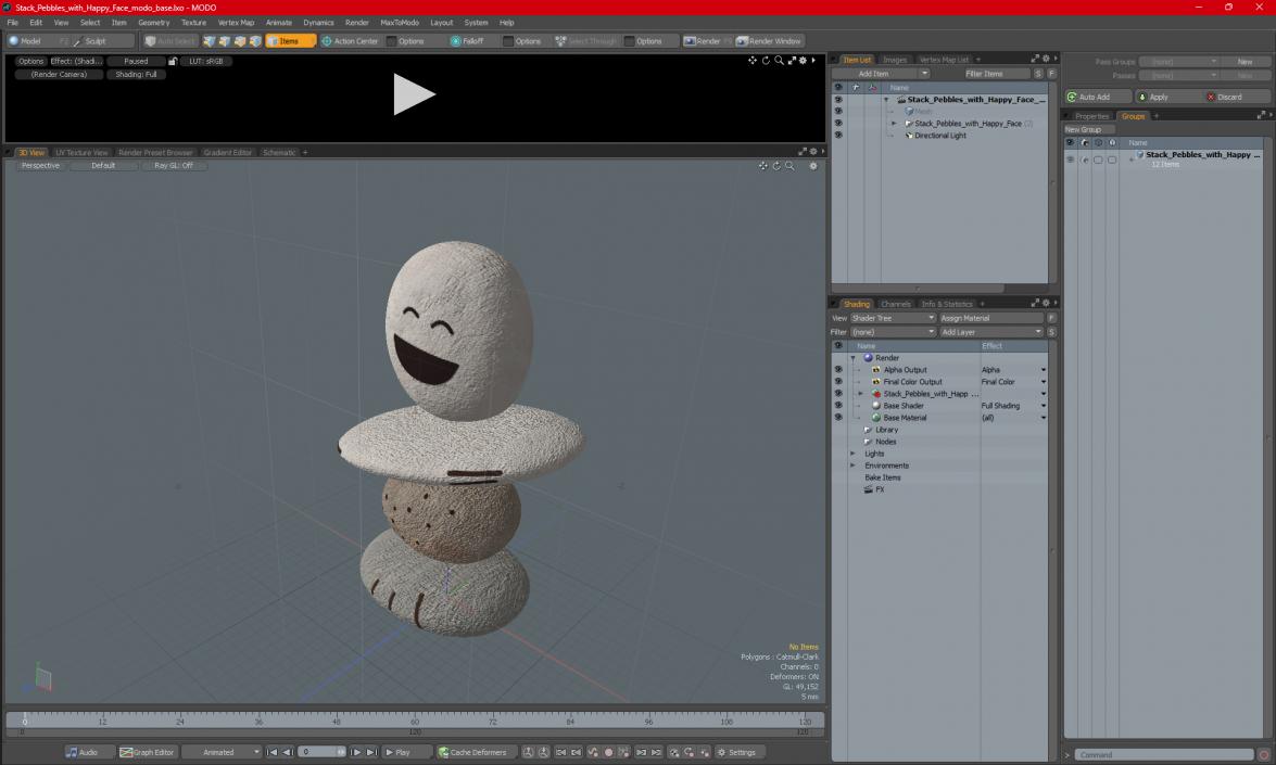 Stack Pebbles with Happy Face 3D model