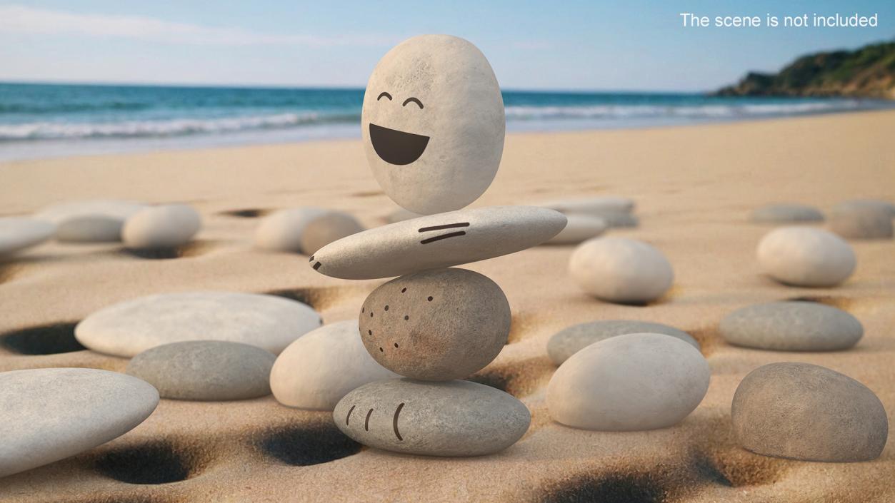 Stack Pebbles with Happy Face 3D model