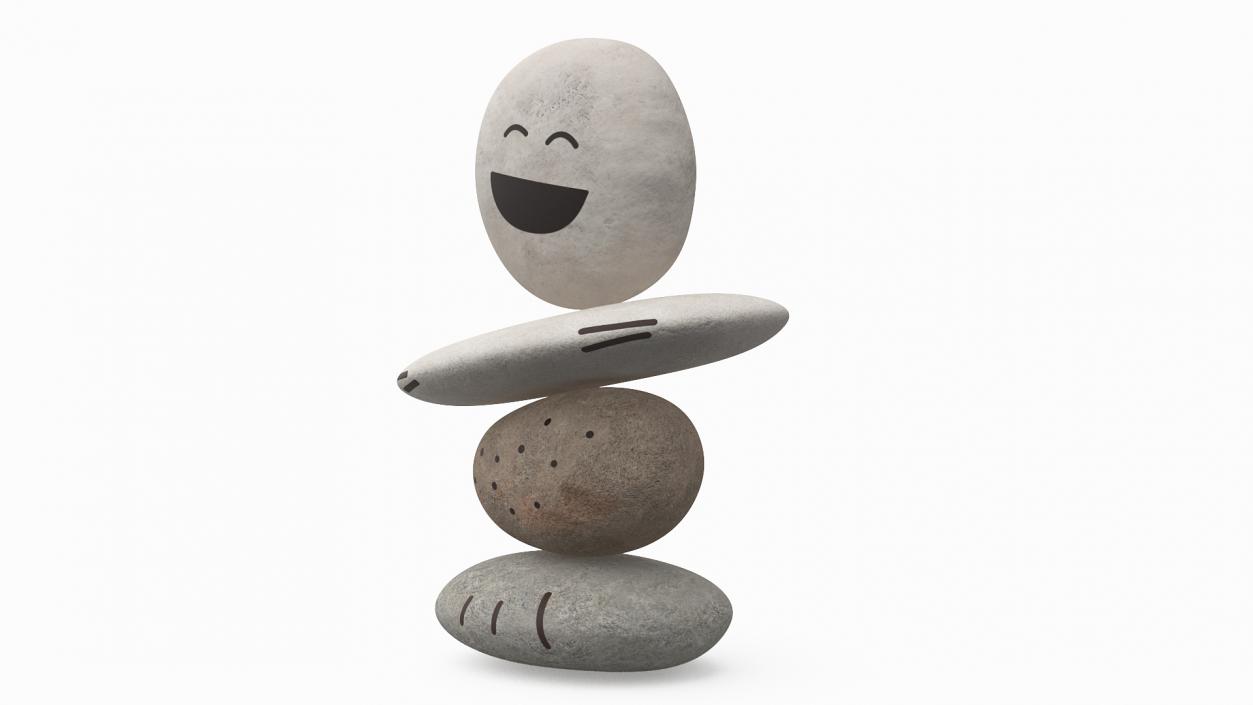 Stack Pebbles with Happy Face 3D model