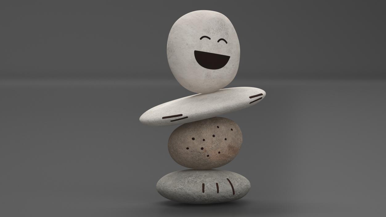 Stack Pebbles with Happy Face 3D model