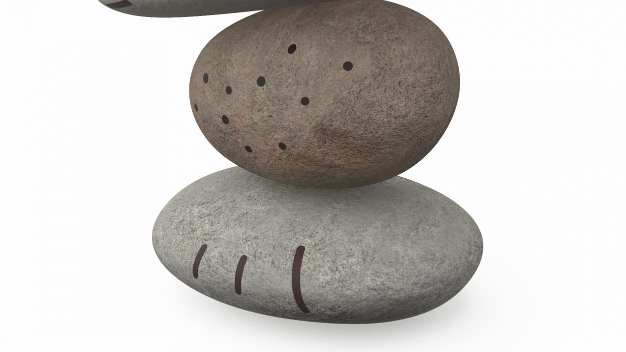 Stack Pebbles with Happy Face 3D model