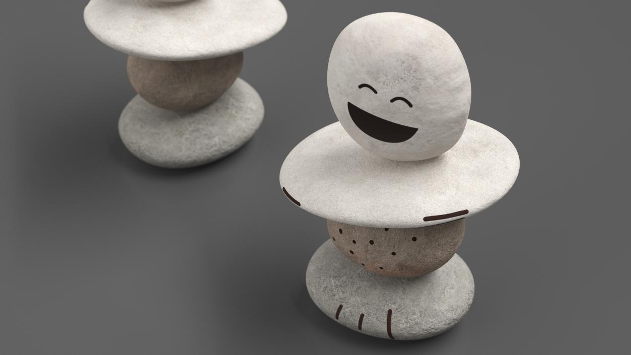 Stack Pebbles with Happy Face 3D model