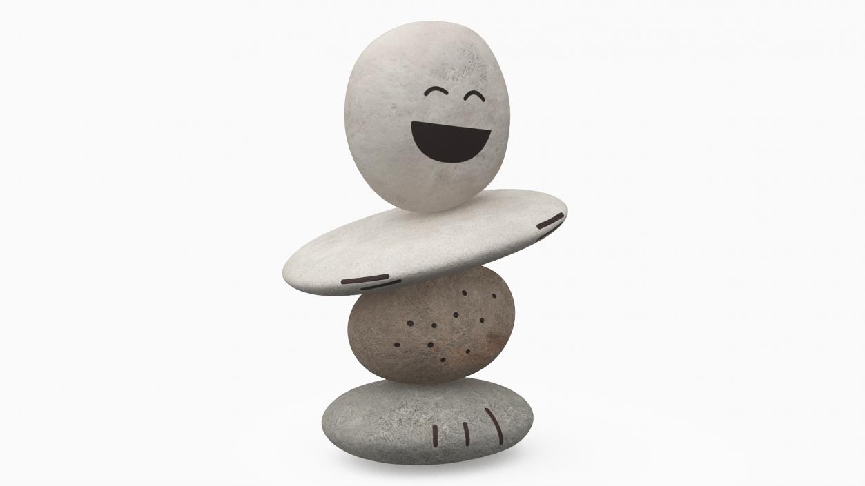 Stack Pebbles with Happy Face 3D model