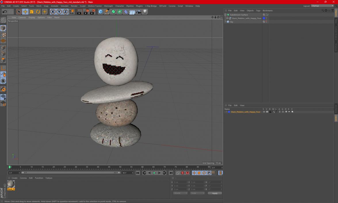 Stack Pebbles with Happy Face 3D model