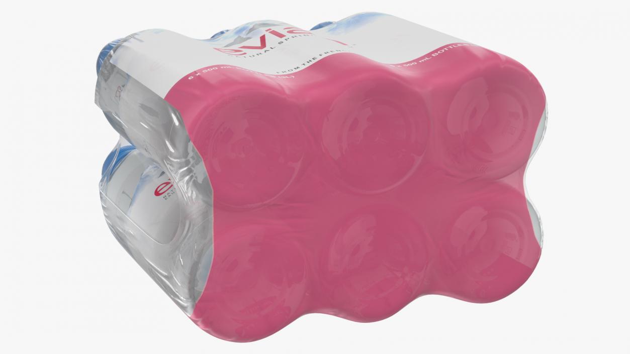 Evian Mineral Water 500ml 6 Bottle Pack 3D model