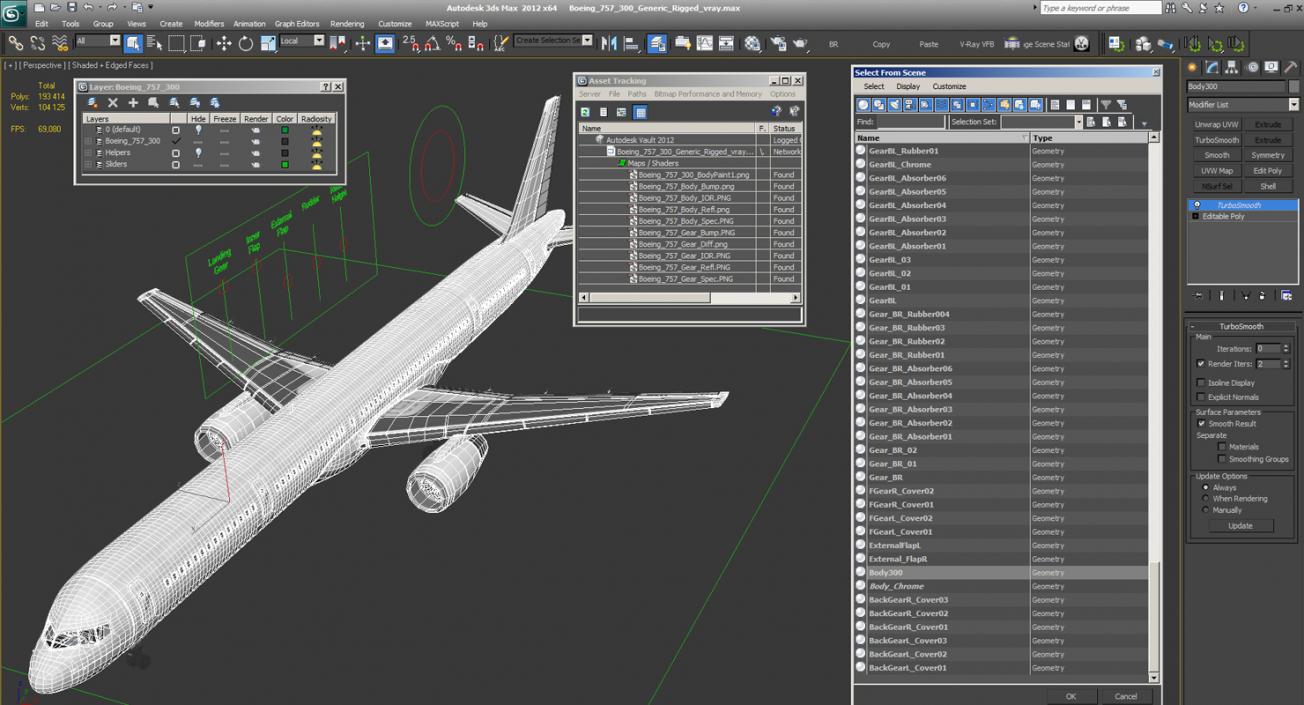 Boeing 757-300 Generic Rigged 3D model