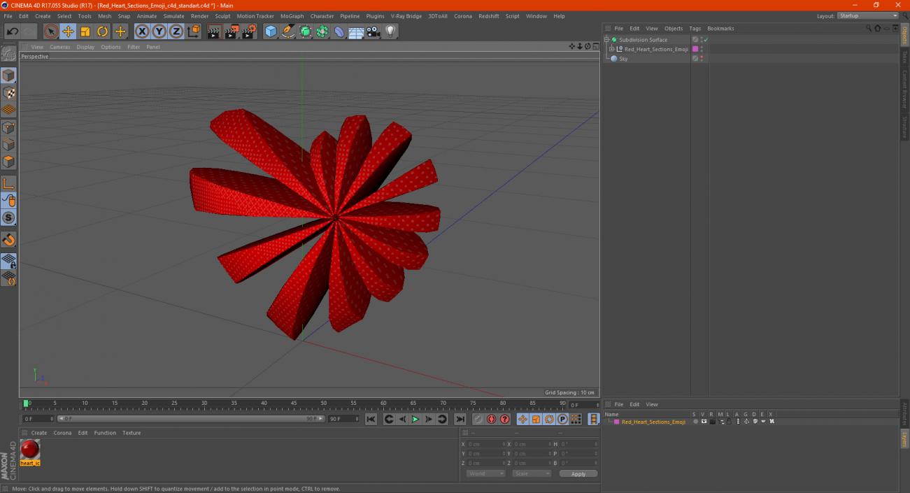 Red Heart Sections Emoji 3D model