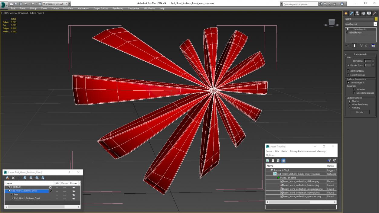 Red Heart Sections Emoji 3D model