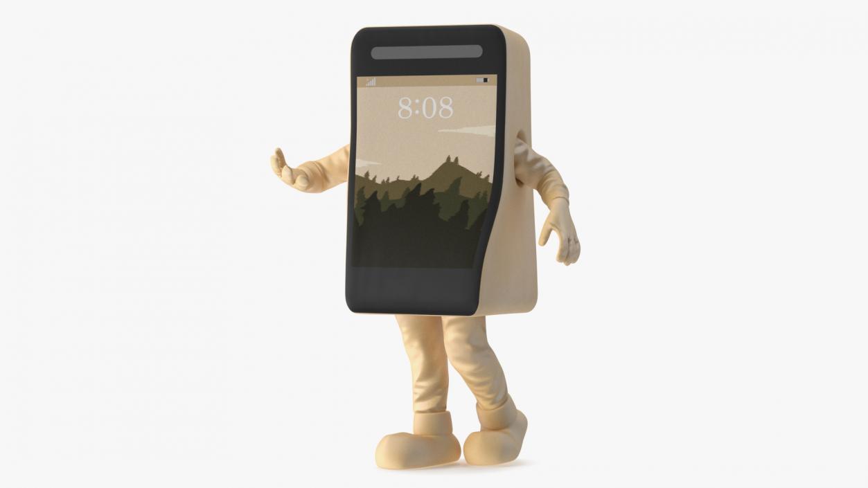 3D model Cell Phone Mascot Costume Golden Walking