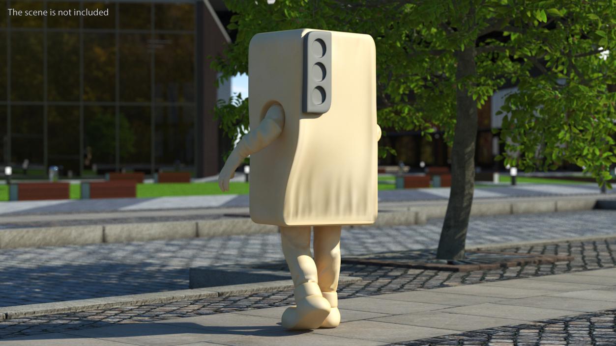 3D model Cell Phone Mascot Costume Golden Walking