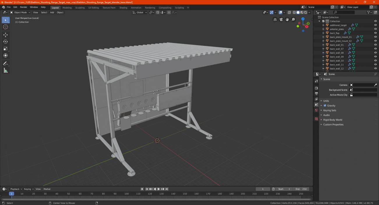 3D model Biathlon Shooting Range Target