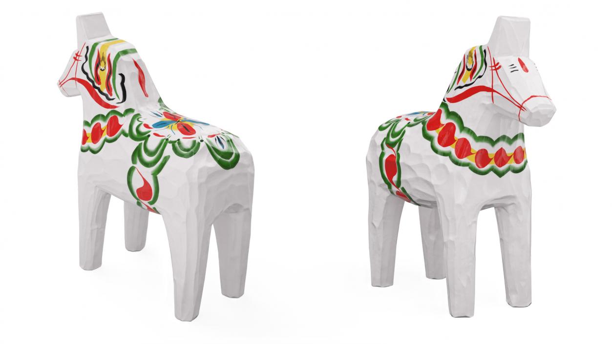 3D Hand Painted Carved Folk Wooden Horse Toy