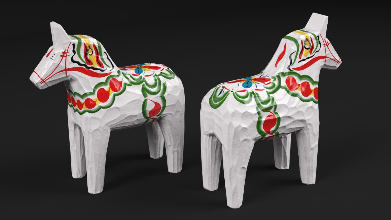 3D Hand Painted Carved Folk Wooden Horse Toy