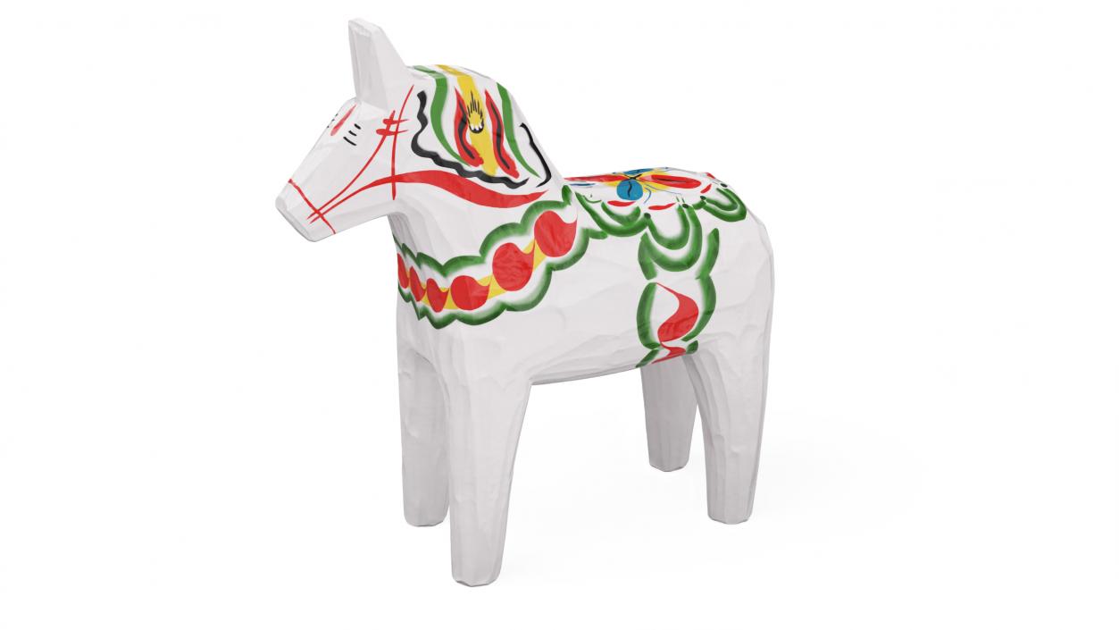 3D Hand Painted Carved Folk Wooden Horse Toy