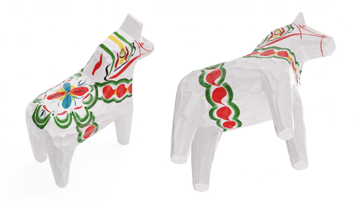 3D Hand Painted Carved Folk Wooden Horse Toy