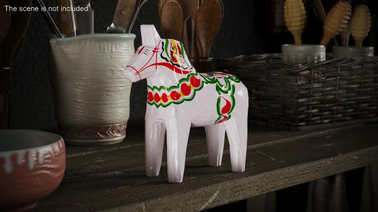 3D Hand Painted Carved Folk Wooden Horse Toy