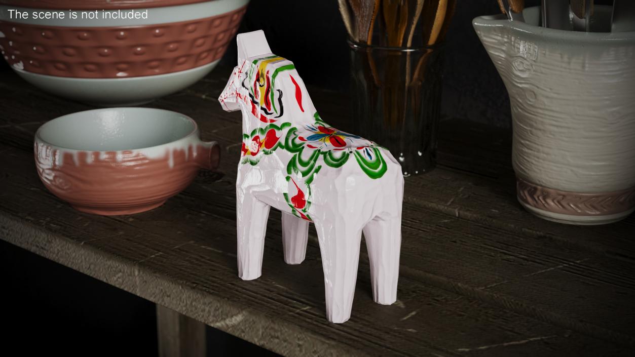 3D Hand Painted Carved Folk Wooden Horse Toy