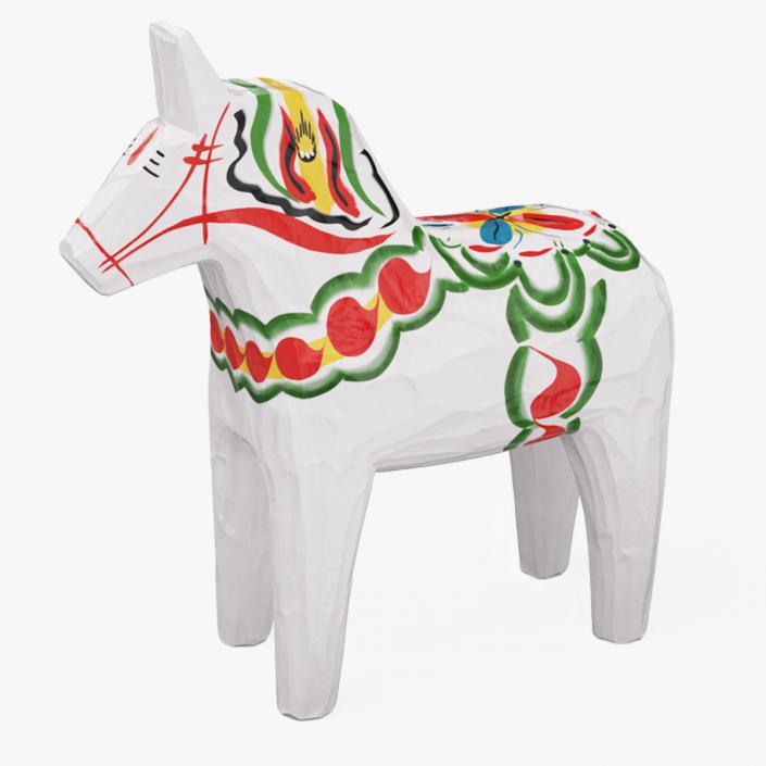 3D Hand Painted Carved Folk Wooden Horse Toy