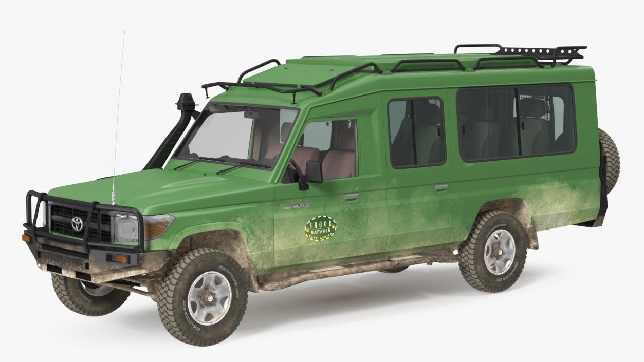 3D model Toyota Land Cruiser Safari Green Dirty Rigged