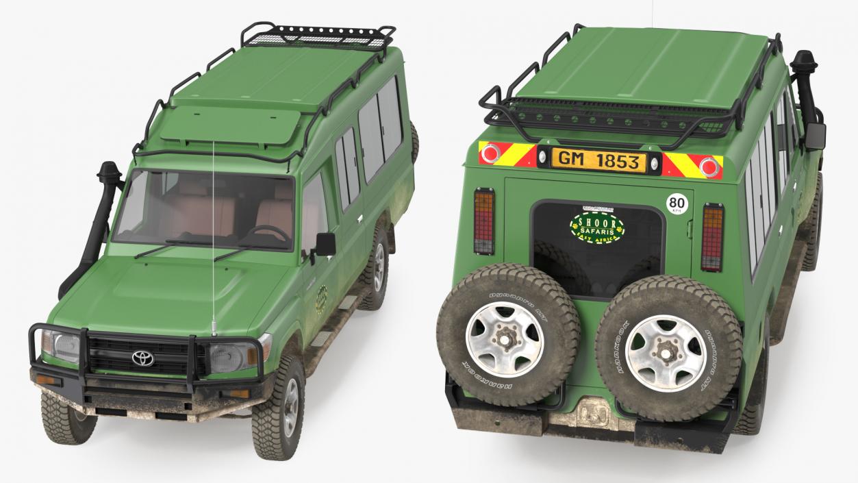 3D model Toyota Land Cruiser Safari Green Dirty Rigged