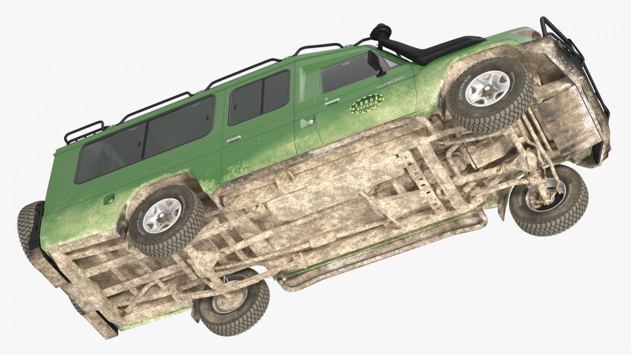 3D model Toyota Land Cruiser Safari Green Dirty Rigged