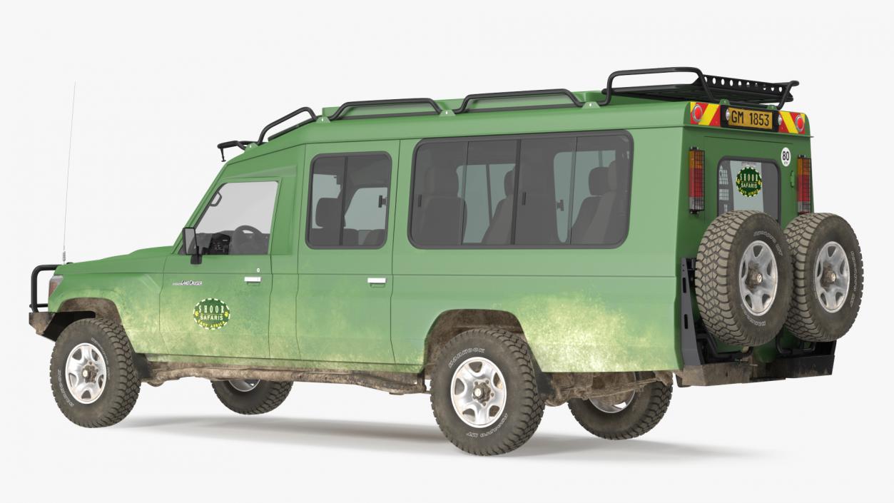 3D model Toyota Land Cruiser Safari Green Dirty Rigged