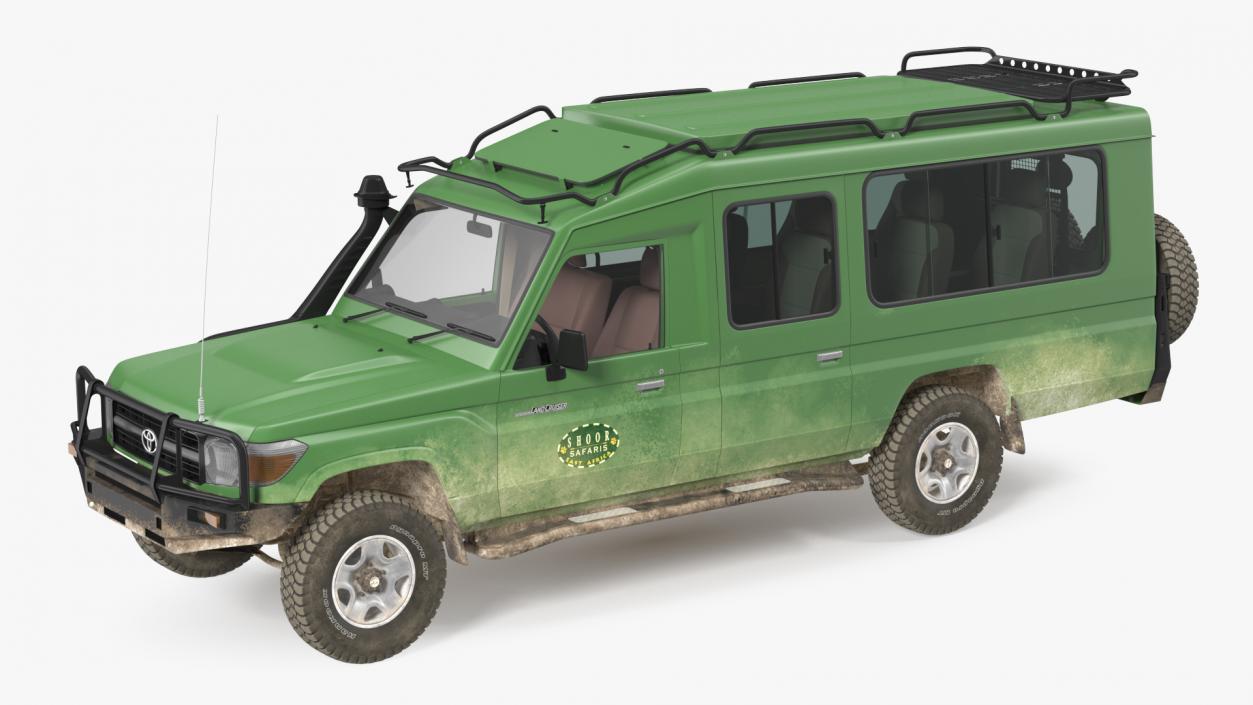 3D model Toyota Land Cruiser Safari Green Dirty Rigged