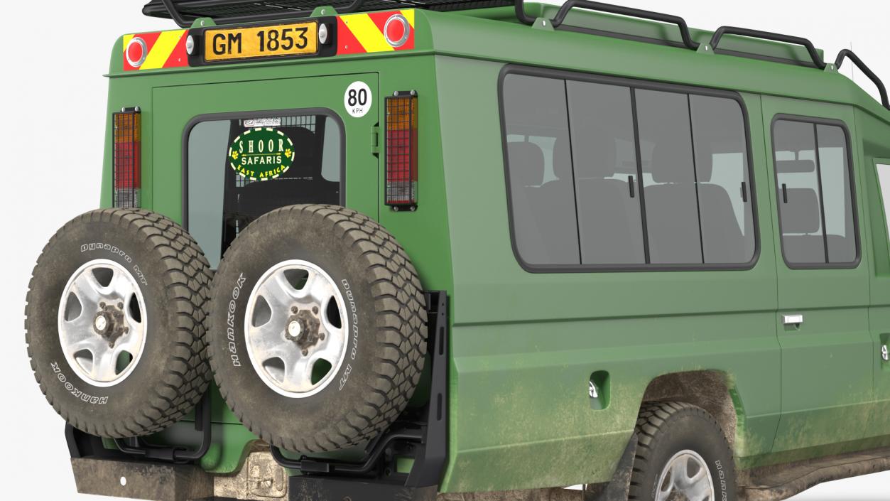 3D model Toyota Land Cruiser Safari Green Dirty Rigged