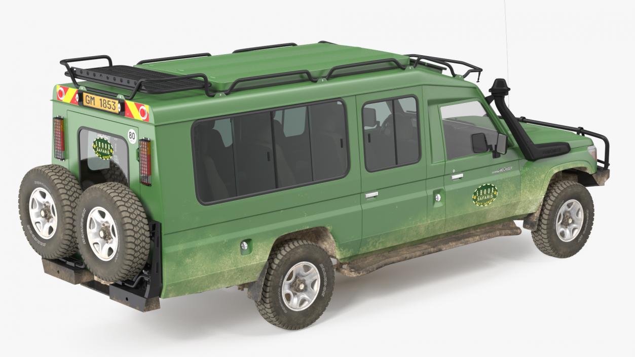 3D model Toyota Land Cruiser Safari Green Dirty Rigged