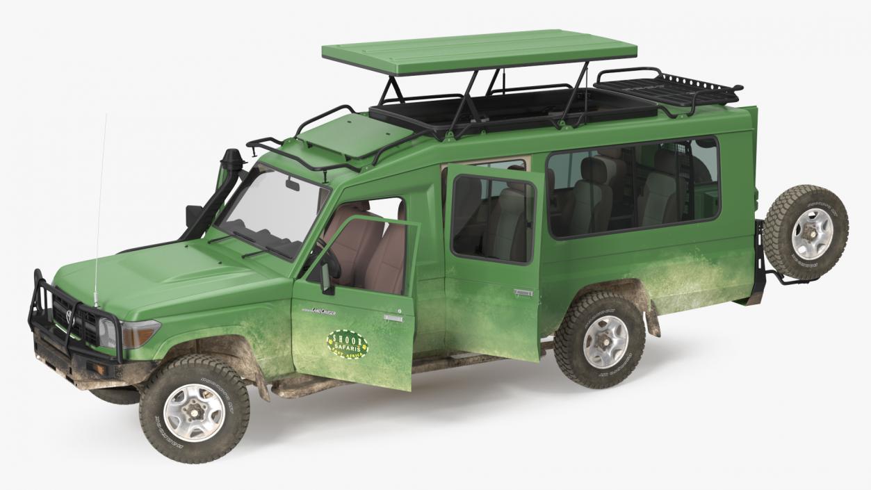 3D model Toyota Land Cruiser Safari Green Dirty Rigged