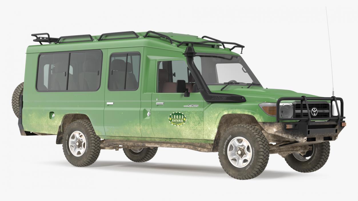 3D model Toyota Land Cruiser Safari Green Dirty Rigged