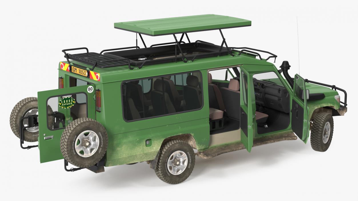 3D model Toyota Land Cruiser Safari Green Dirty Rigged