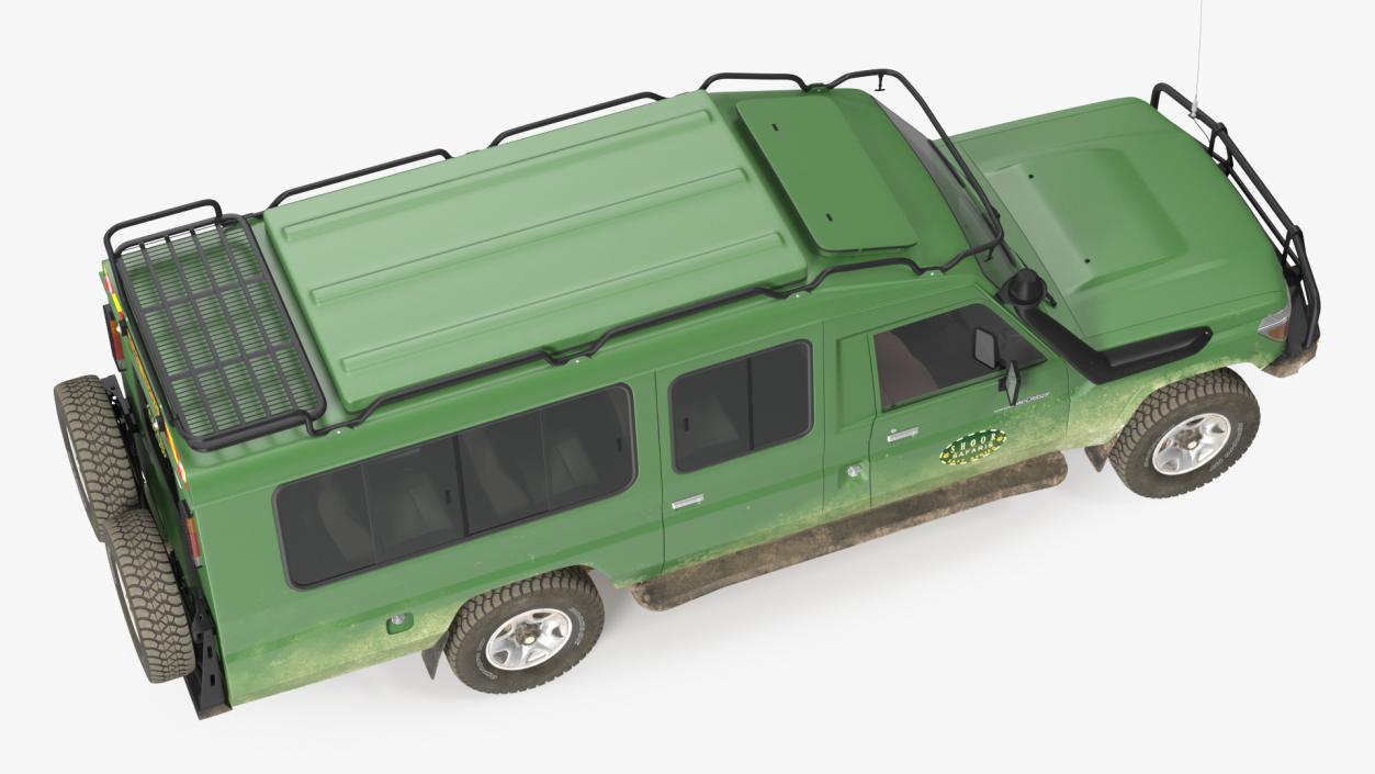 3D model Toyota Land Cruiser Safari Green Dirty Rigged