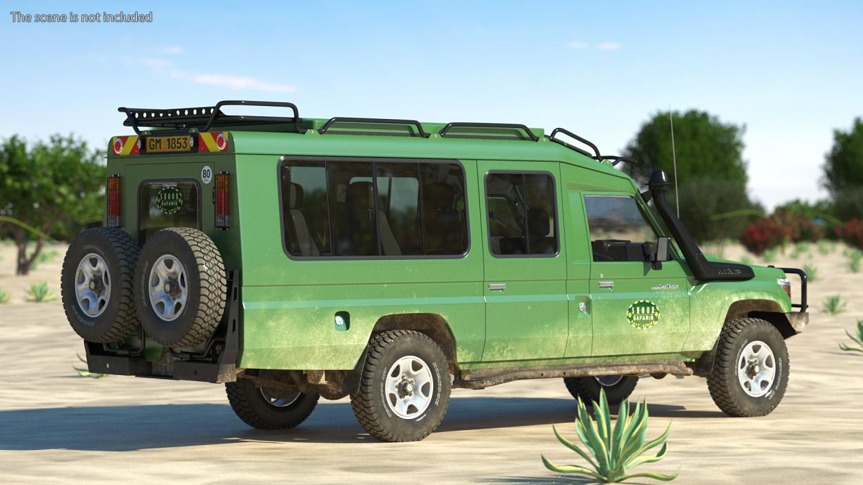 3D model Toyota Land Cruiser Safari Green Dirty Rigged