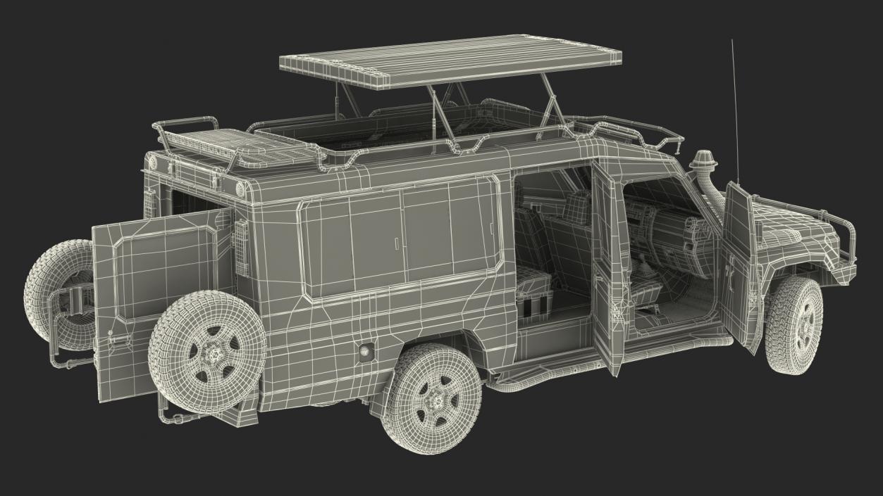 3D model Toyota Land Cruiser Safari Green Dirty Rigged