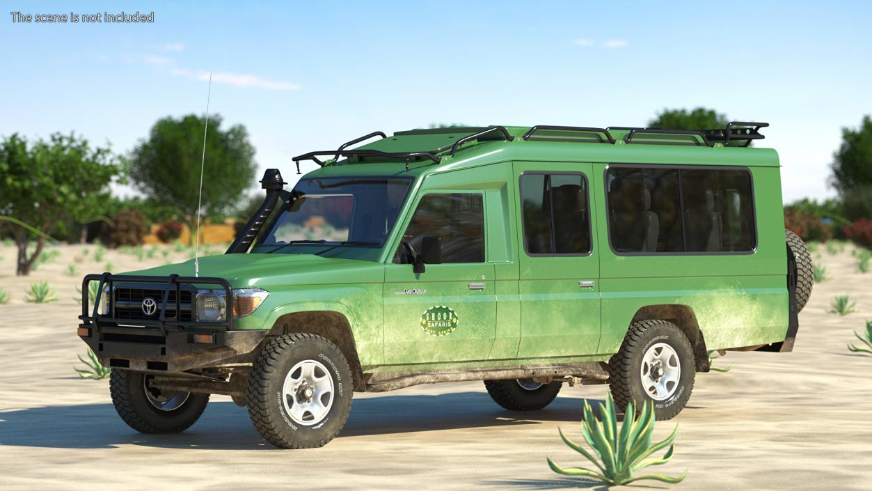 3D model Toyota Land Cruiser Safari Green Dirty Rigged