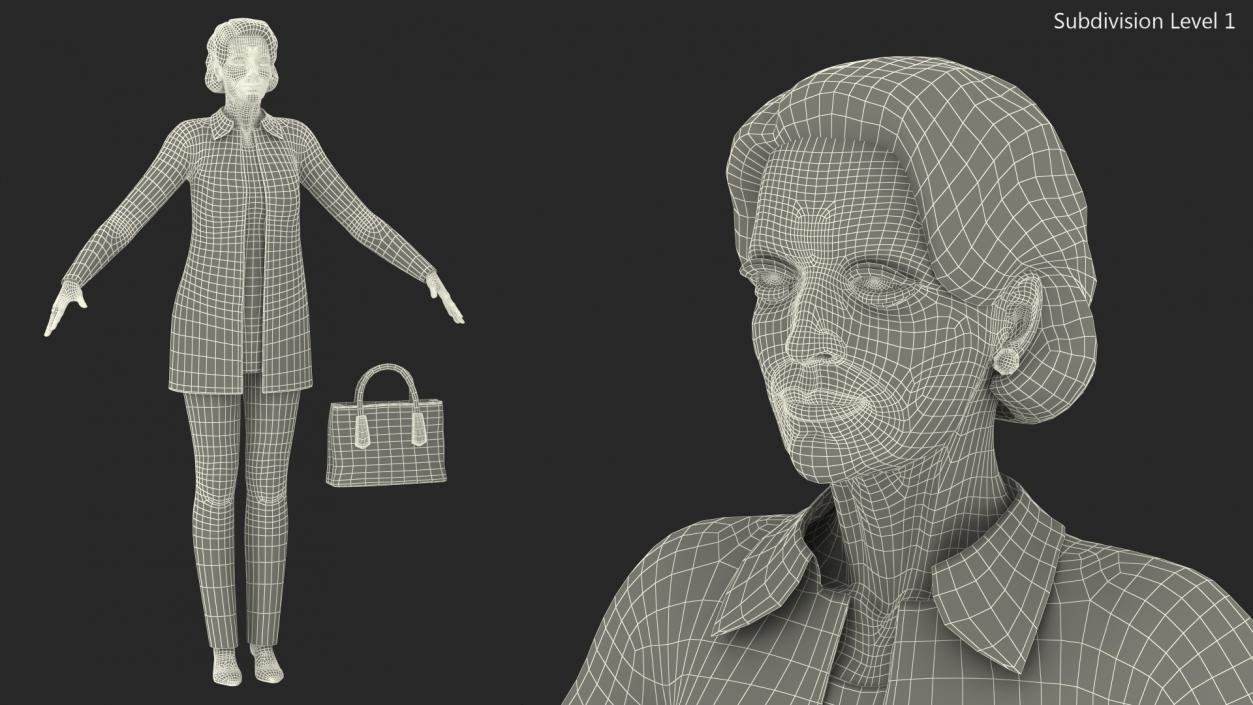 Elderly Lady in Casual Clothes Rigged 3D