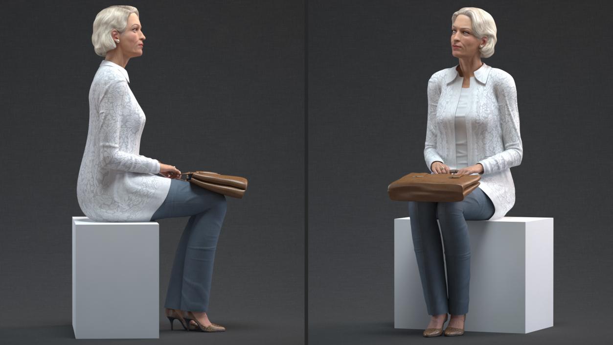 Elderly Lady in Casual Clothes Rigged 3D