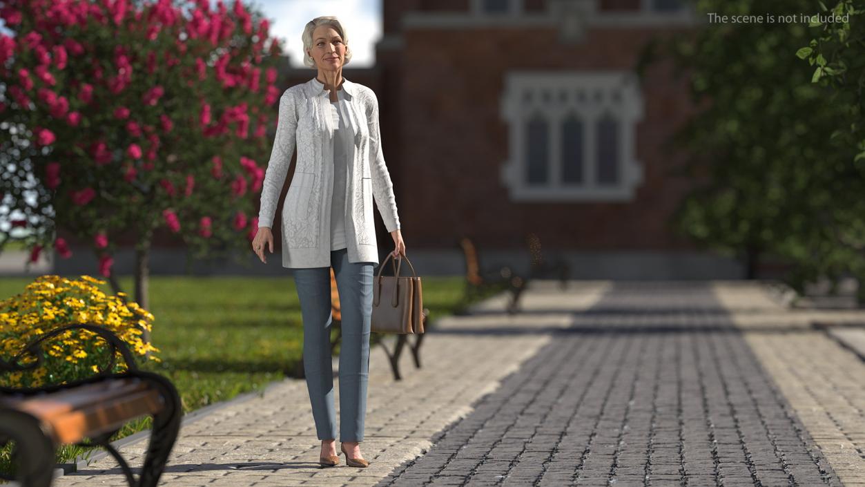 Elderly Lady in Casual Clothes Rigged 3D