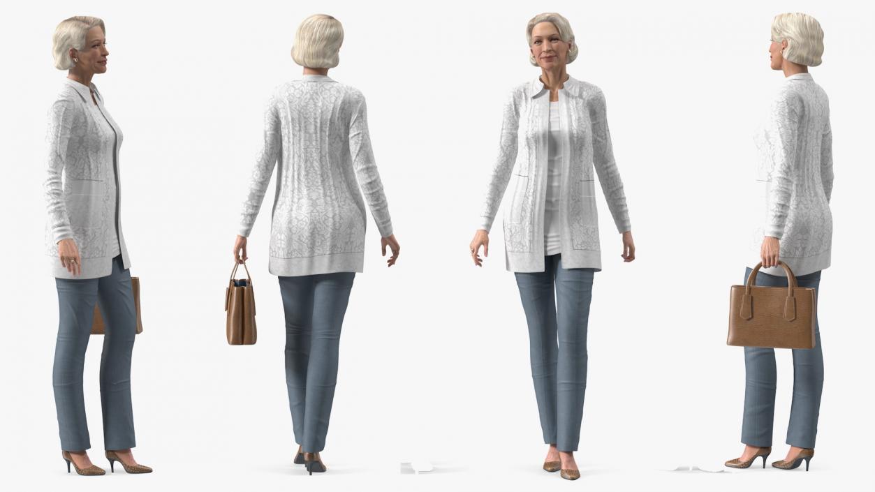 Elderly Lady in Casual Clothes Rigged 3D