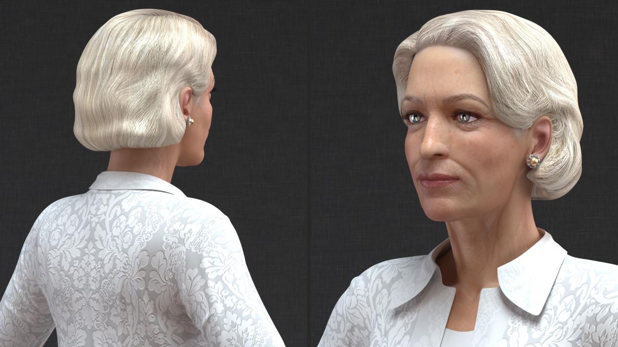 Elderly Lady in Casual Clothes Rigged 3D