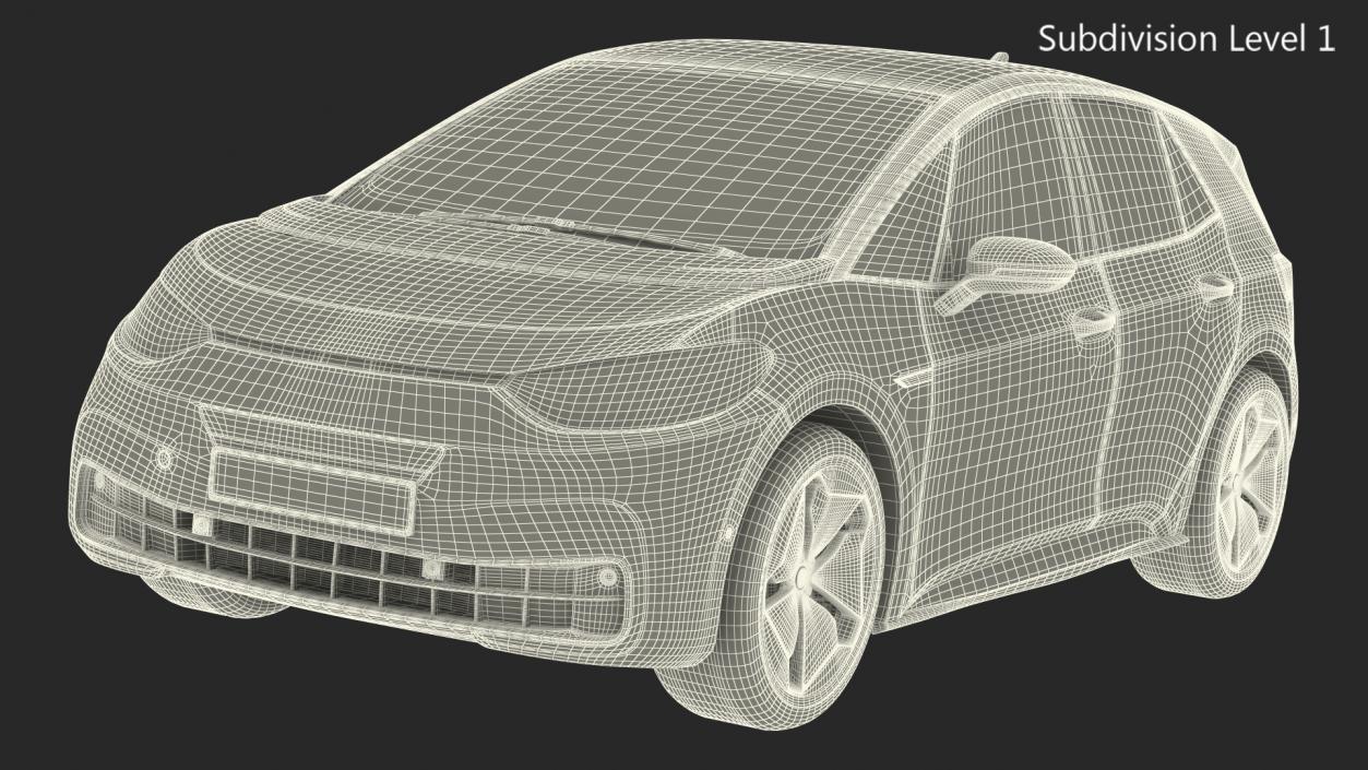 3D Electric Car Hatchback Simple Interior model