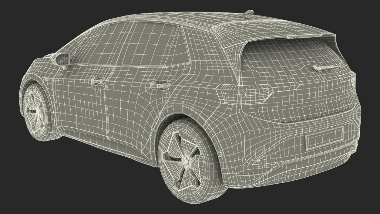 3D Electric Car Hatchback Simple Interior model