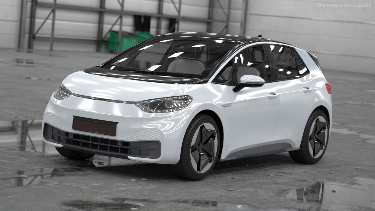 3D Electric Car Hatchback Simple Interior model