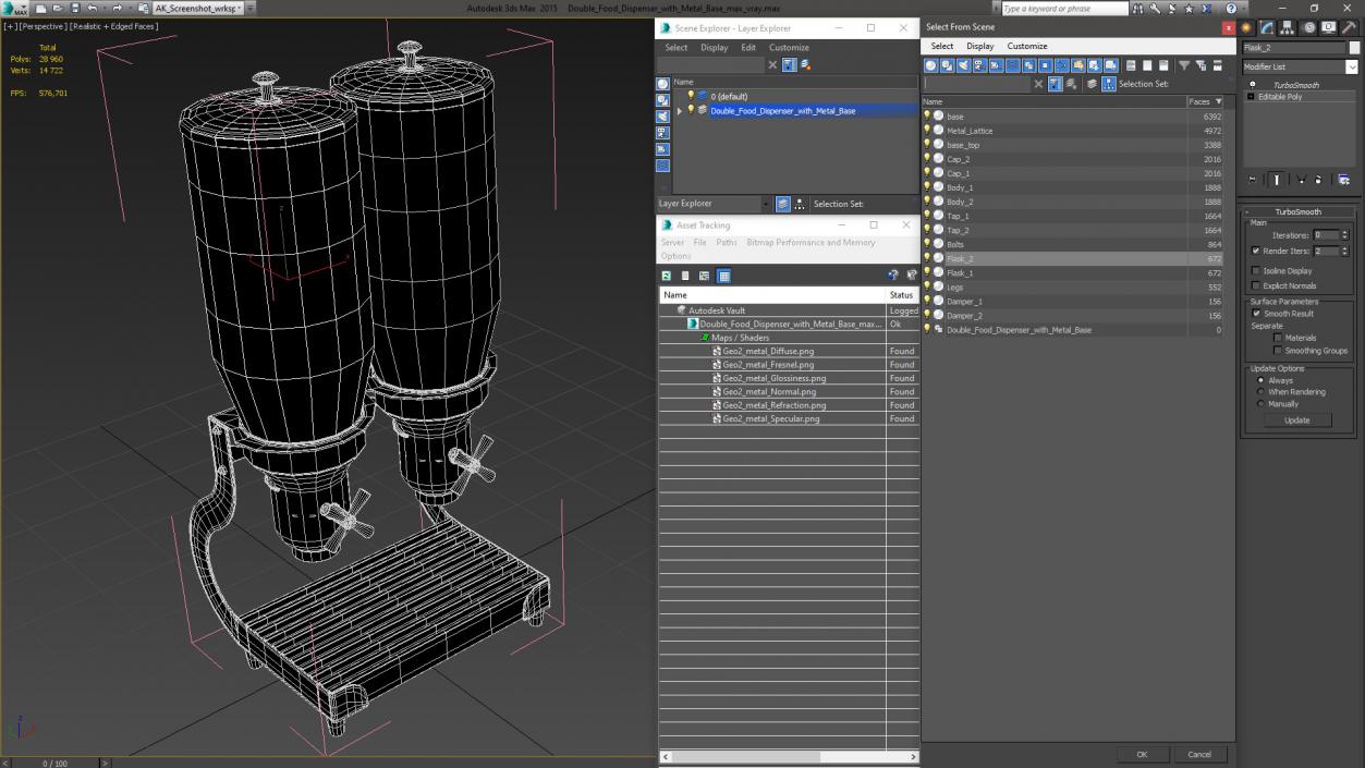 Double Food Dispenser with Metal Base 3D