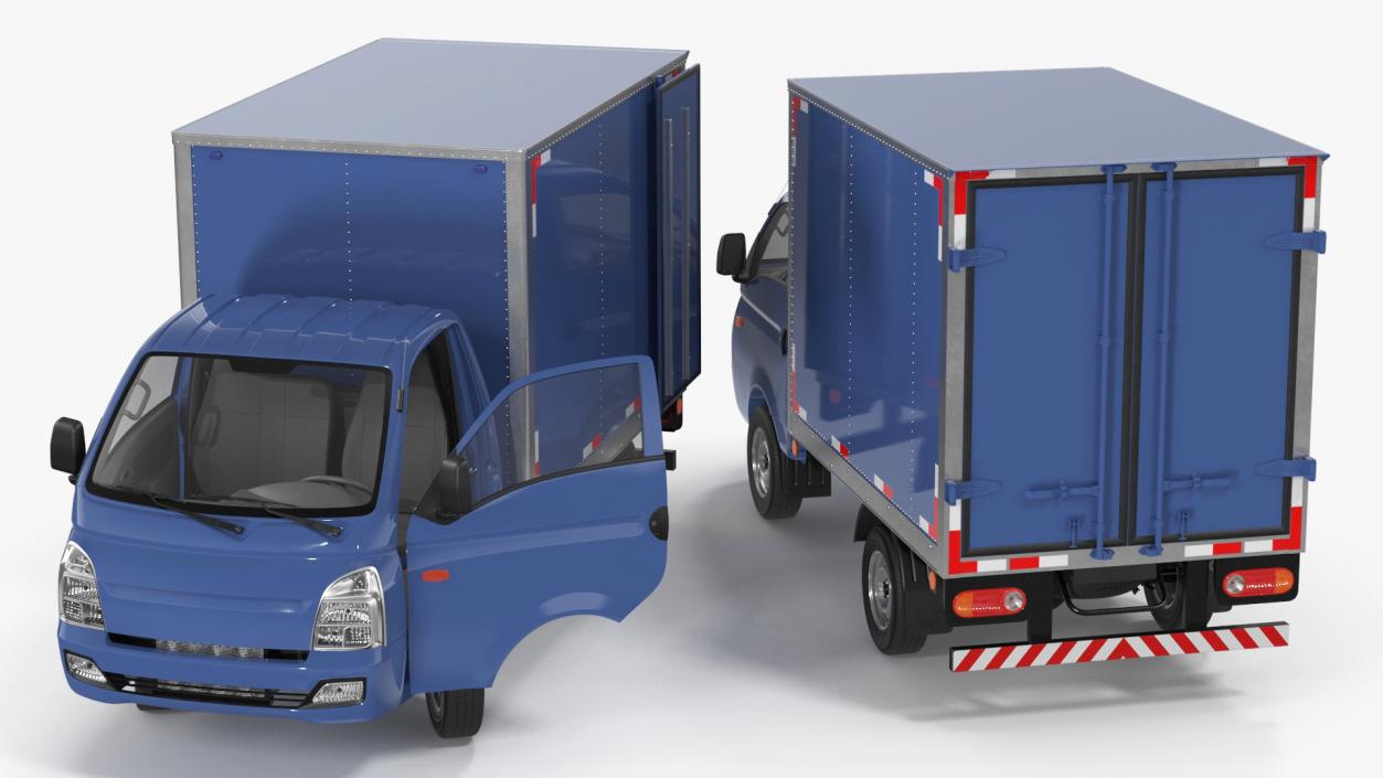 3D Asian Mini Truck Refrigerator Blue Rigged