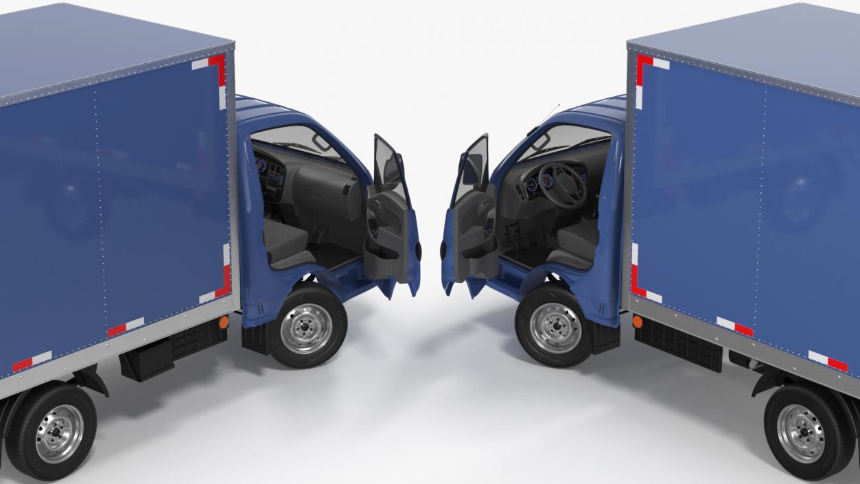 3D Asian Mini Truck Refrigerator Blue Rigged