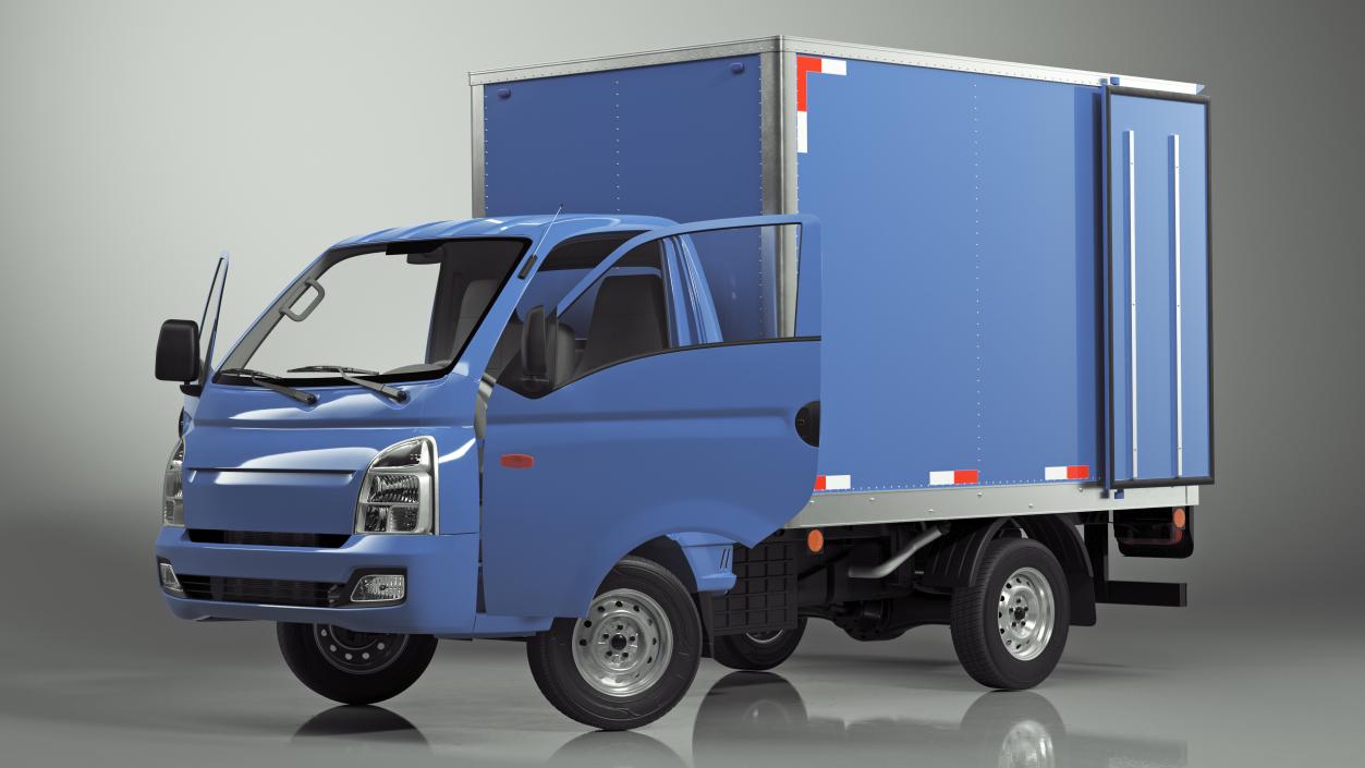 3D Asian Mini Truck Refrigerator Blue Rigged